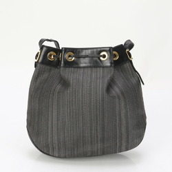 Givenchy Leather Coated Canvas Shoulder Bag Hand Tote Grey Women's