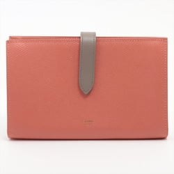 Celine Strap Wallet Large Leather Long Bicolor Pink Women's