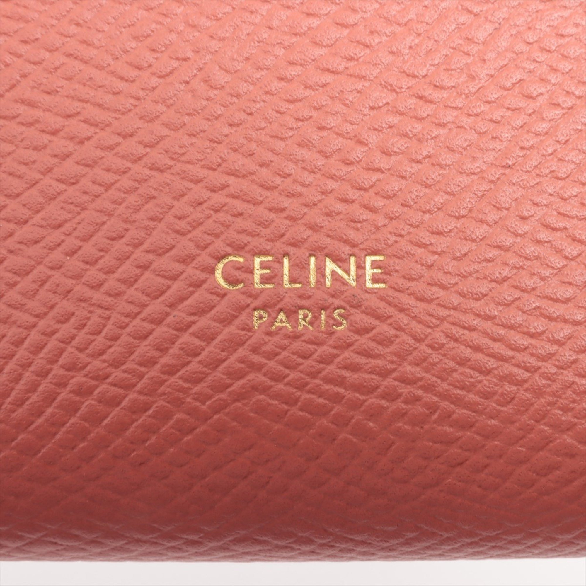 Celine Strap Wallet Large Leather Long Bicolor Pink Women's