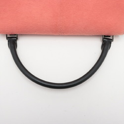 Celine Trapeze Medium Pony Leather Shoulder Bag Handbag Black Pink Women's