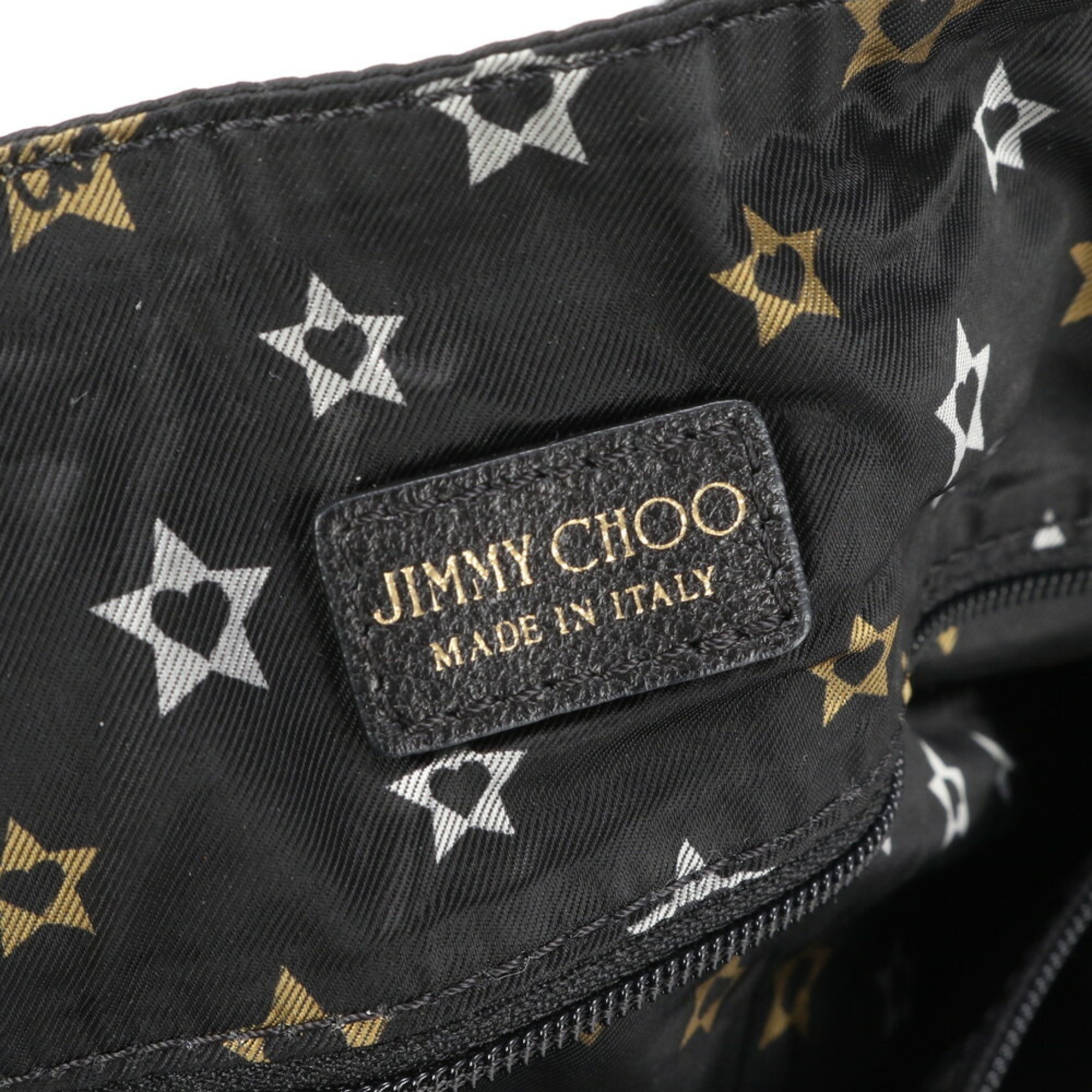 Jimmy Choo Star Print Nylon Leather Shoulder Bag Black Women's