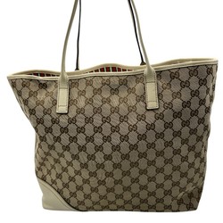 GUCCI Gucci GG Canvas New Brit Tote Bag Pattern Double G Beige x Brown 169945