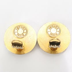 Hermes Serie Gold Leather Earrings