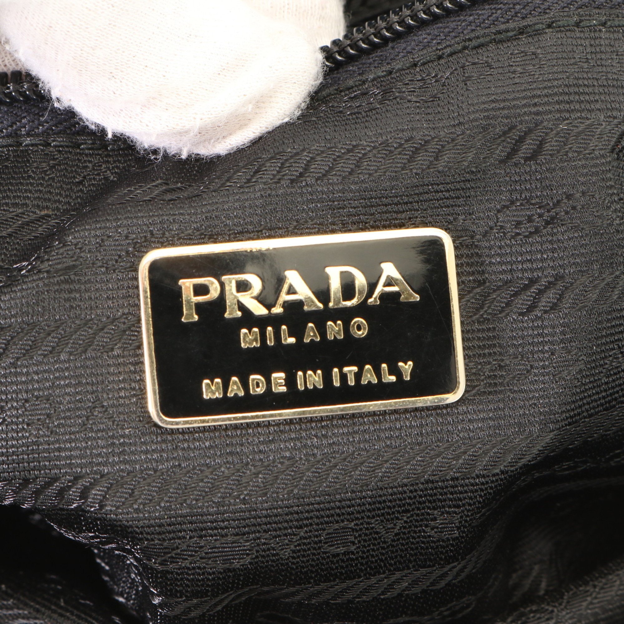 Prada handbag tote gold hardware black shoulder bag ladies