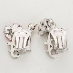 Christian Dior Hibiscus Motif Silver Earrings