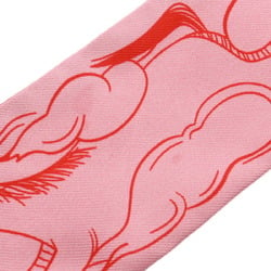 HERMES Twilly MILLE ET UN LAPINS Red/Pink Women's 100% Silk Scarf Muffler