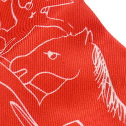 HERMES Twilly MILLE ET UN LAPINS Red/Pink Women's 100% Silk Scarf Muffler