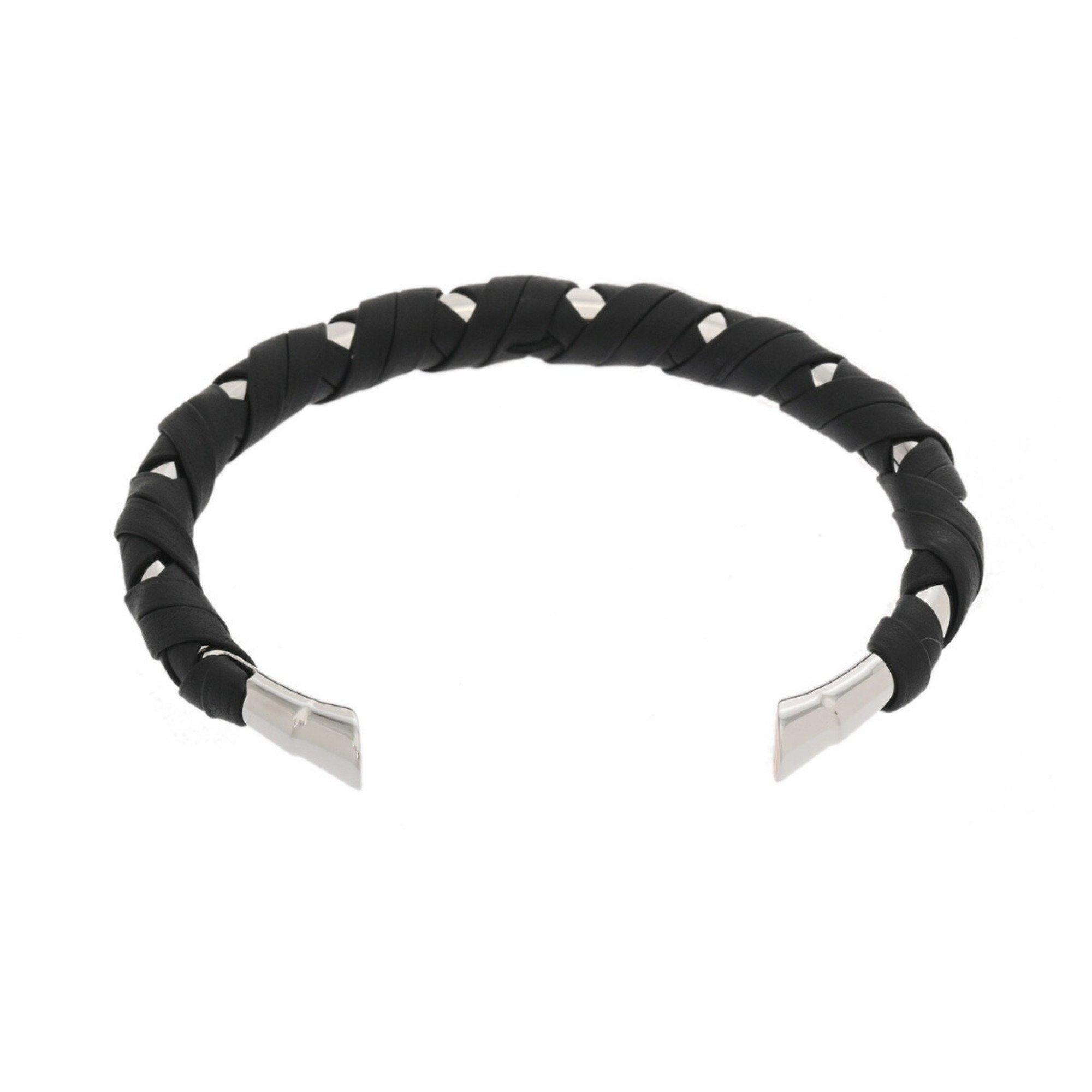 HERMES Sapo Size T5 Black/Silver Women's Metal Bracelet