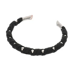 HERMES Sapo Size T5 Black/Silver Women's Metal Bracelet