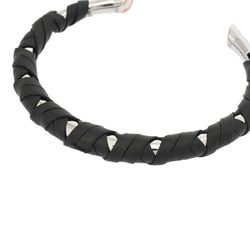 HERMES Sapo Size T5 Black/Silver Women's Metal Bracelet