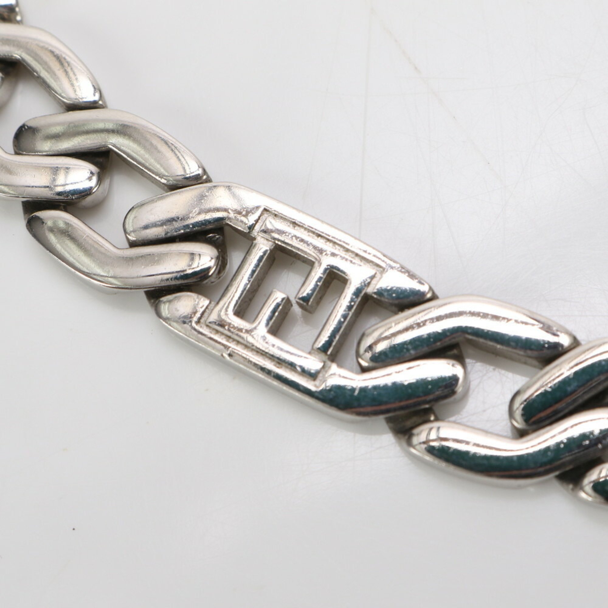 Fendi FF Chain Necklace Silver Fashion Accessories Men Women