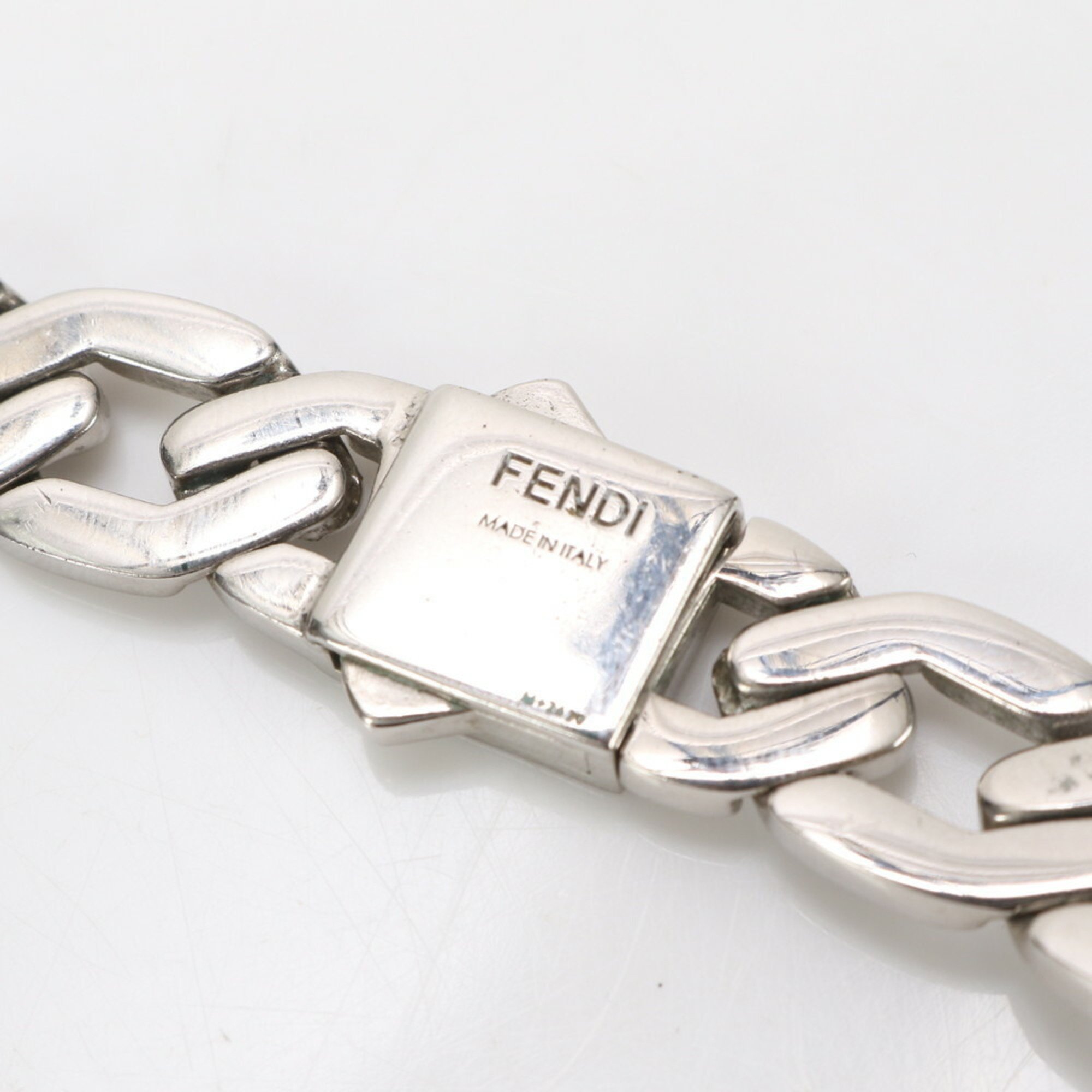 Fendi FF Chain Necklace Silver Fashion Accessories Men Women