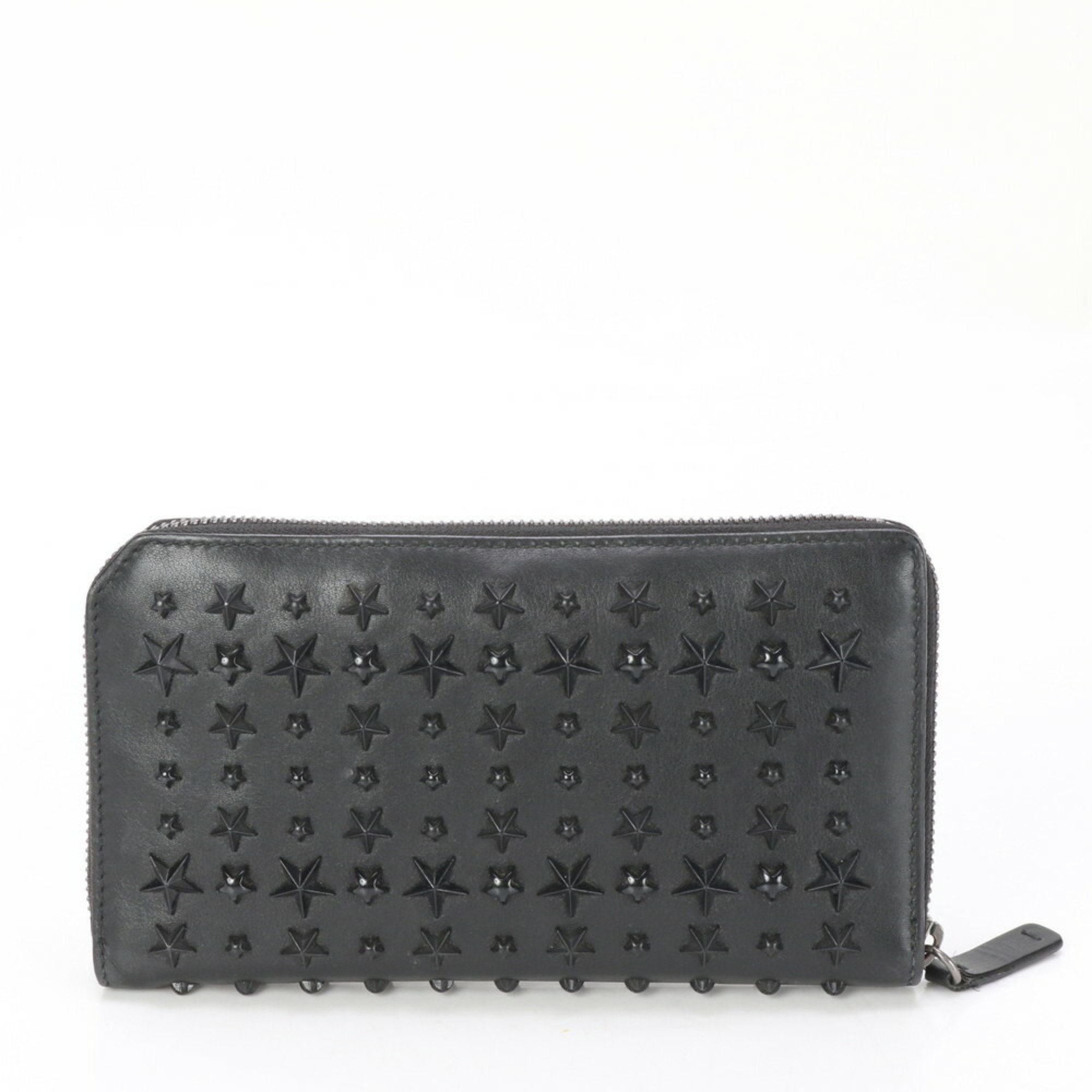 Jimmy Choo Studded Leather Long Wallet Bi-fold Round