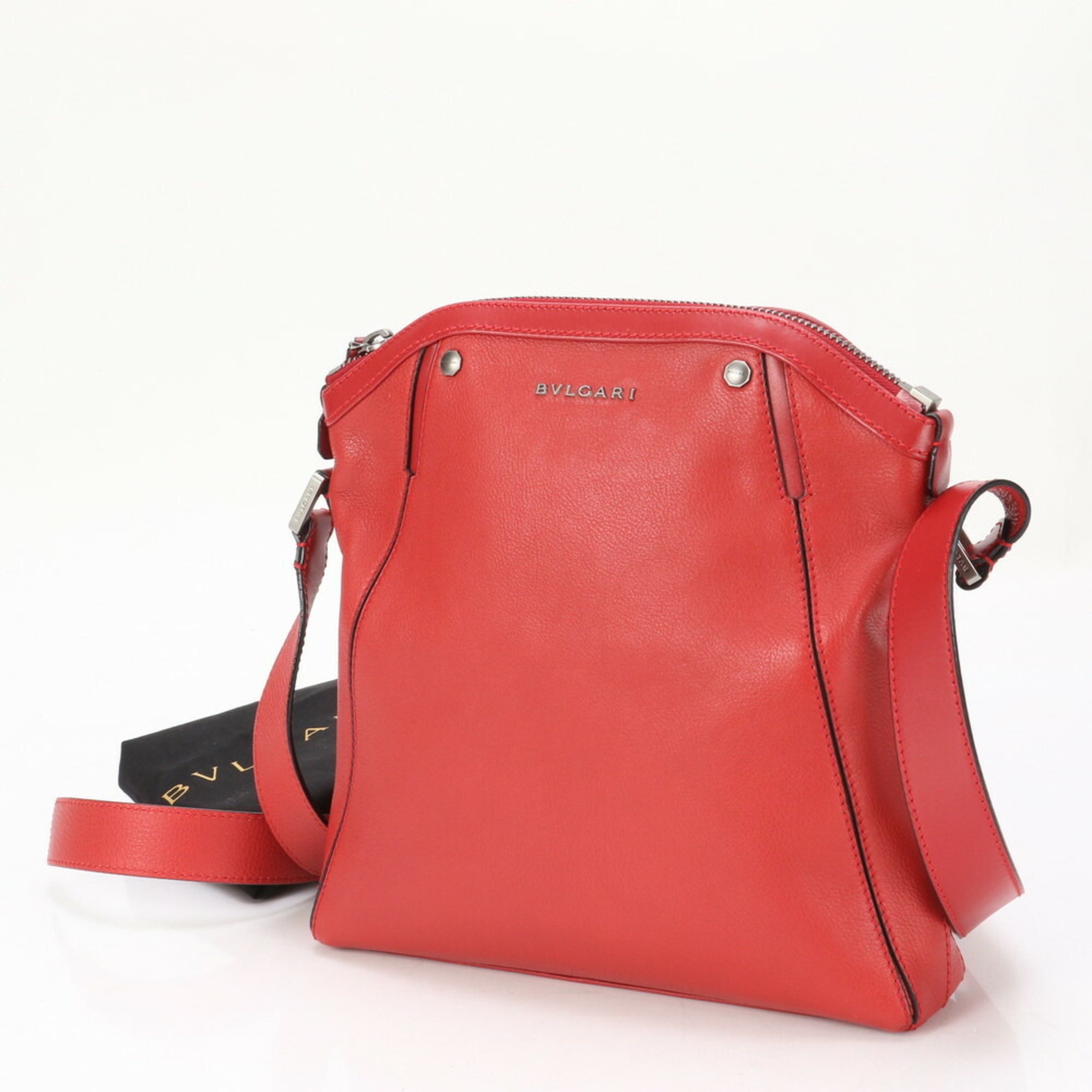 Bvlgari Octo Leather Shoulder Bag Red Hand Tote Women's