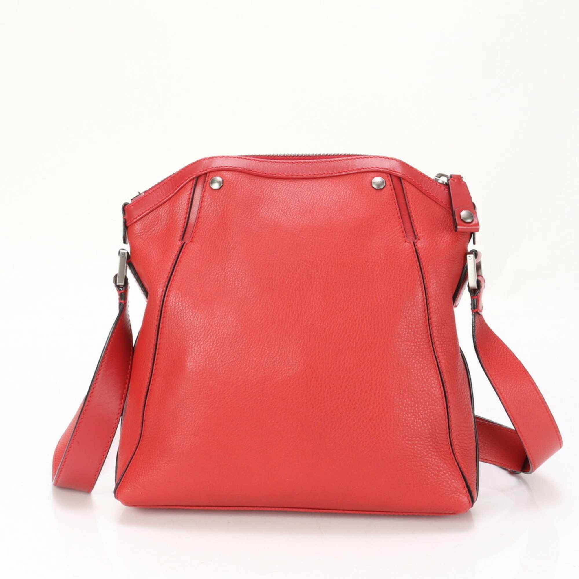 Bvlgari Octo Leather Shoulder Bag Red Hand Tote Women's