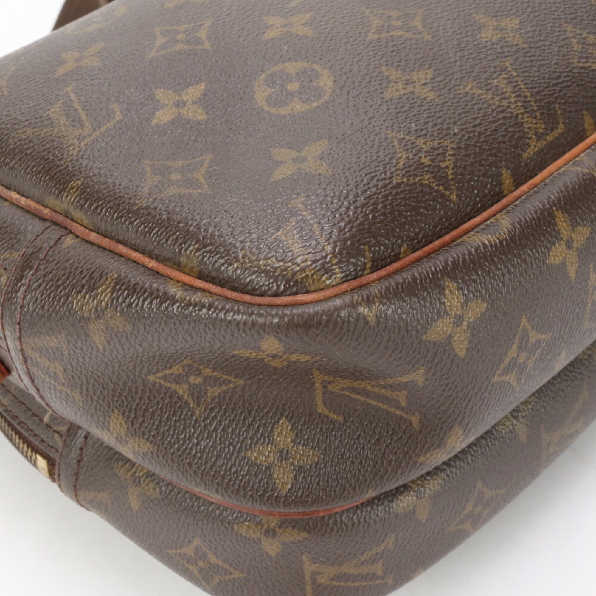 Louis Vuitton Monogram Reporter PM M45254 Leather Shoulder Bag Hand Tote Brown Women's