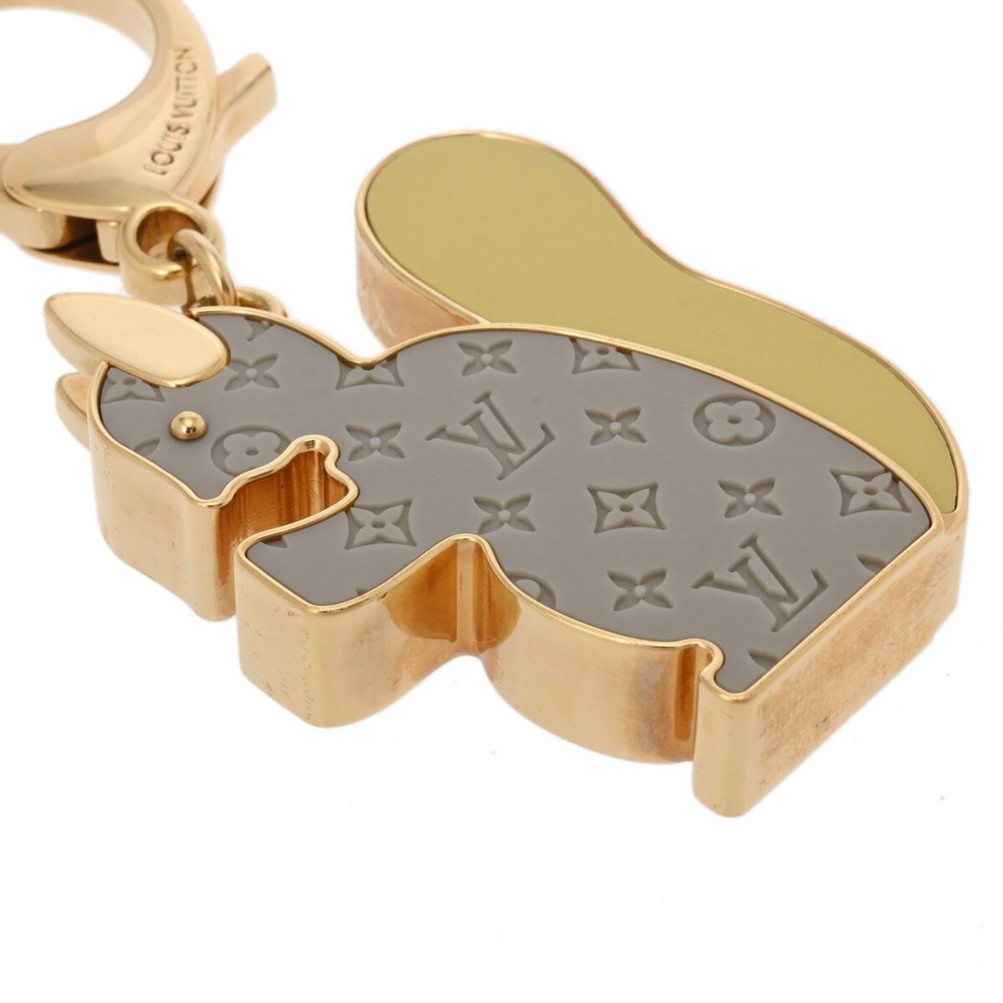 LOUIS VUITTON Louis Vuitton Bijoux Sac Animania Ecreuil Grey/Yellow/Gold M66128 Unisex Metal Keychain