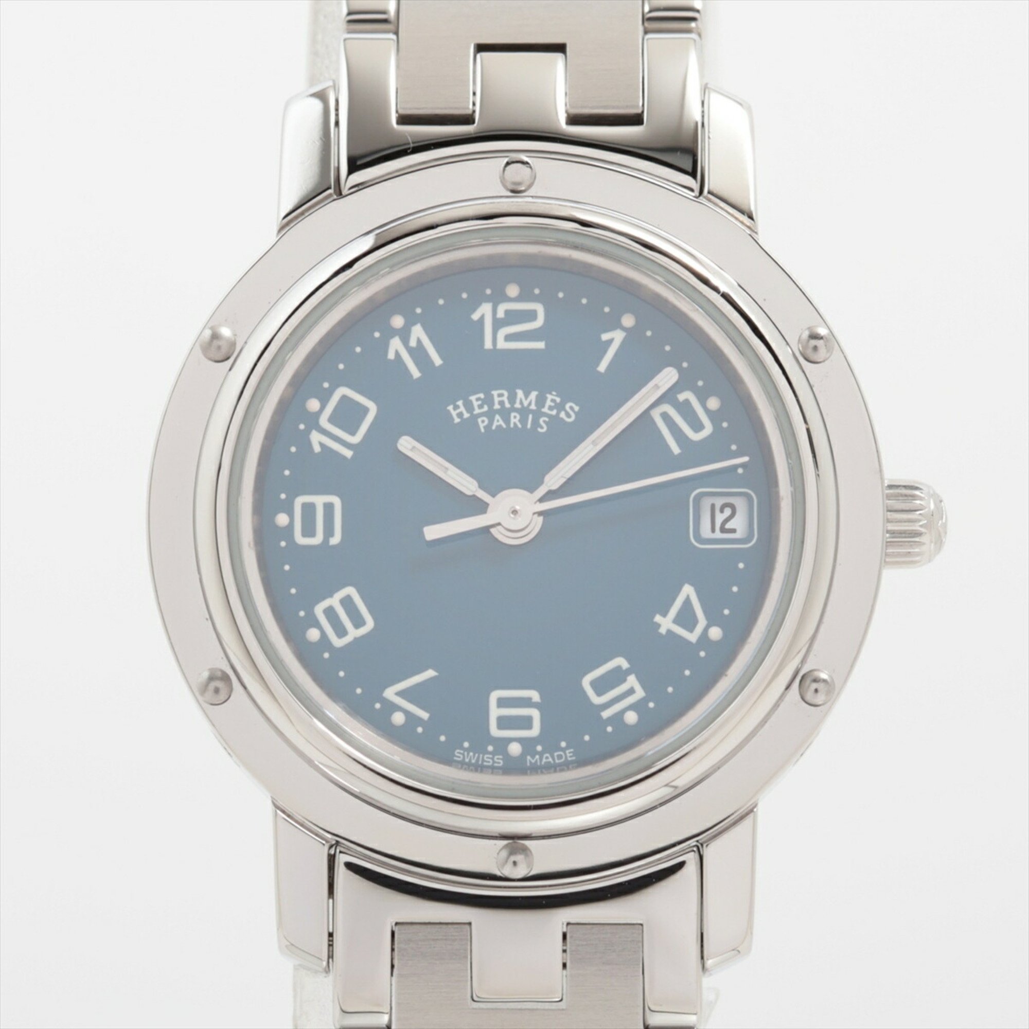 Hermes Clipper CL4.210 Watch Silver Blue Dial Women's