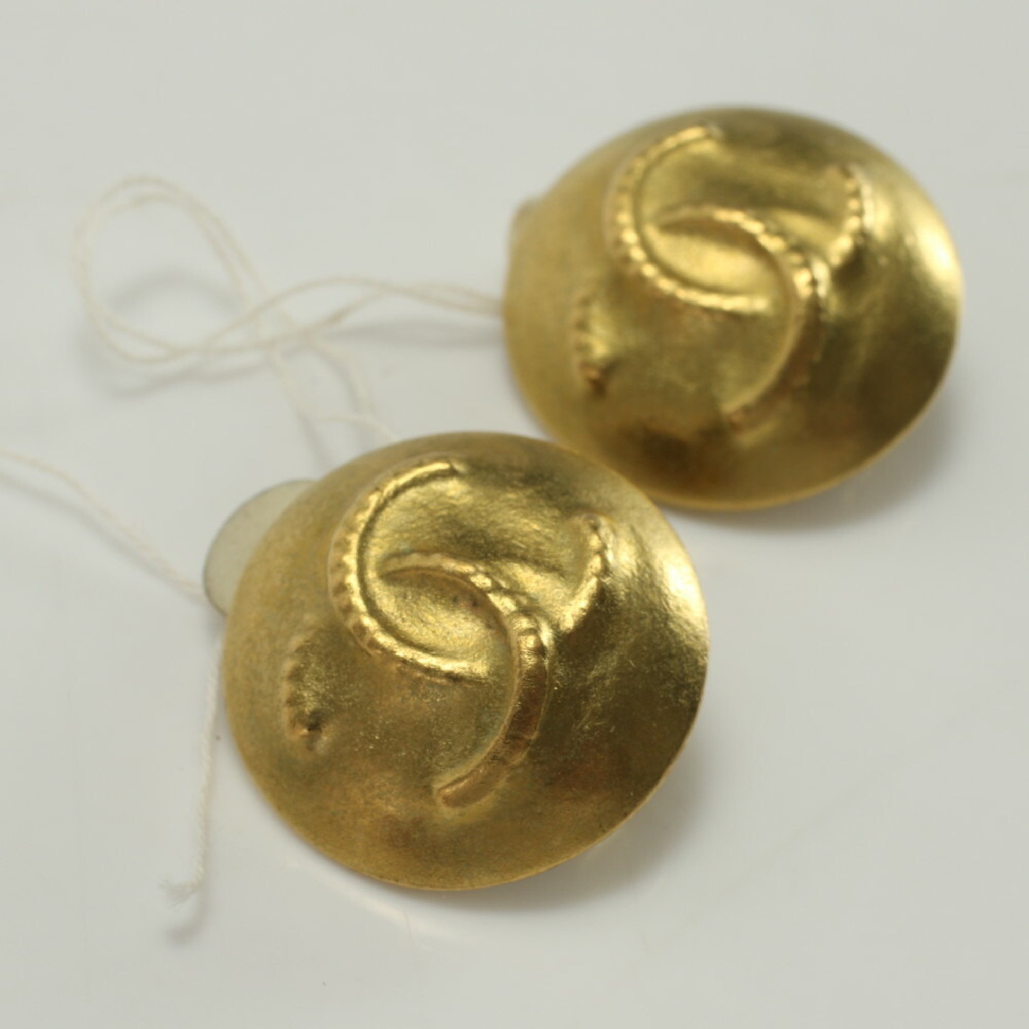 Chanel Coco Mark Earrings Gold Women's