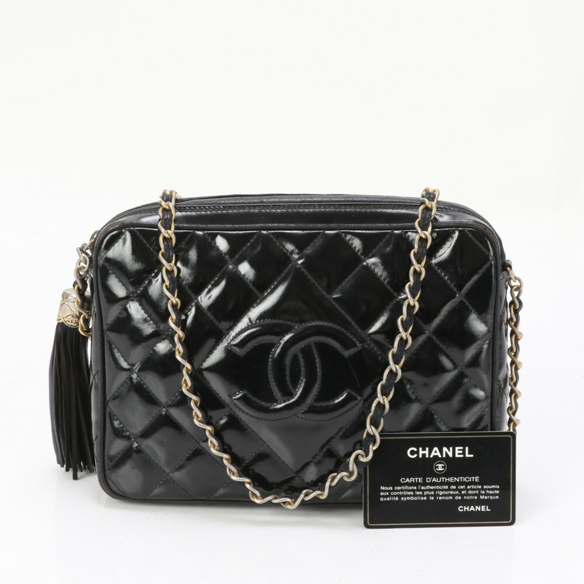 Chanel Guarantee Serial Seal Included Matelasse Leather Chain Shoulder Bag Black Women's