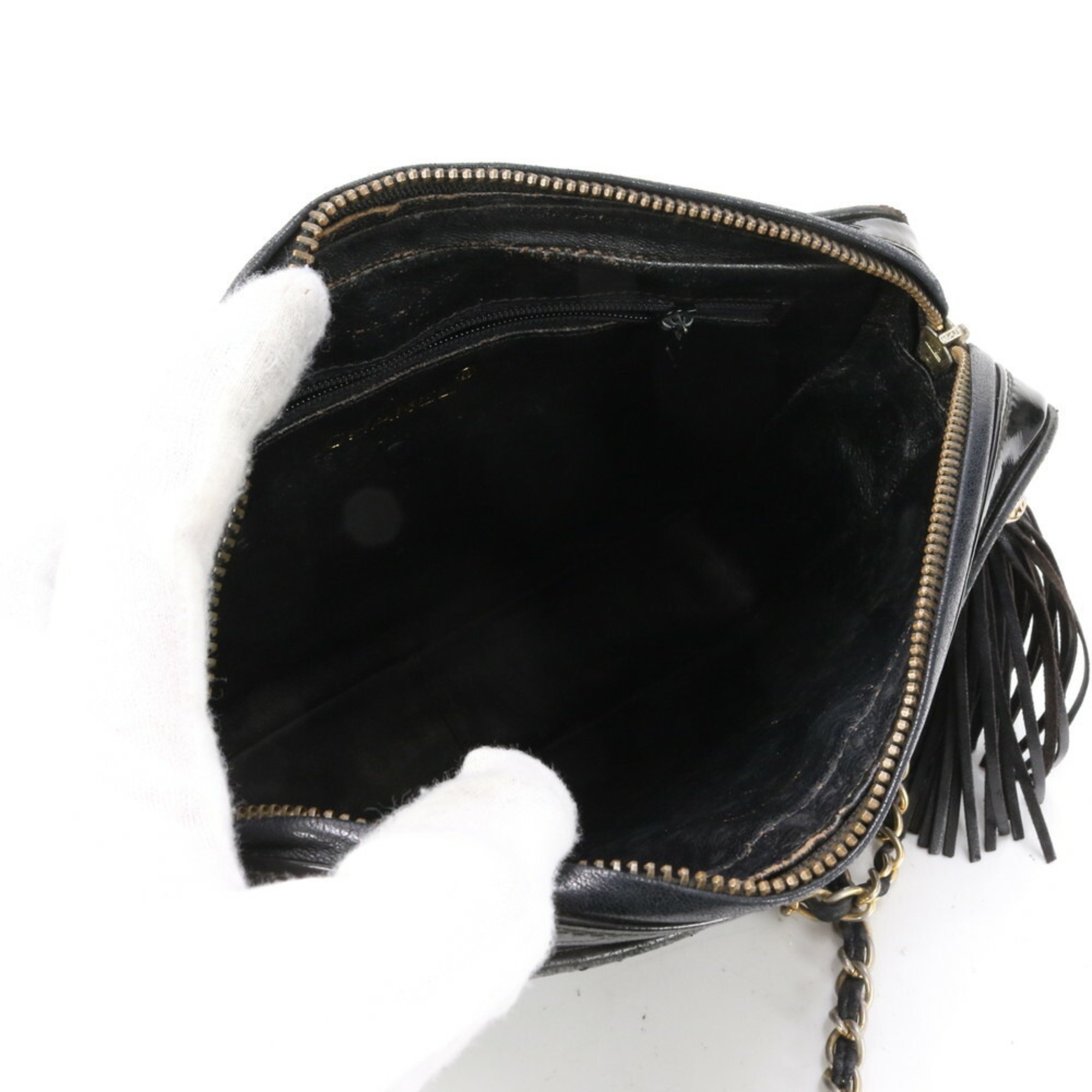 Chanel Guarantee Serial Seal Included Matelasse Leather Chain Shoulder Bag Black Women's