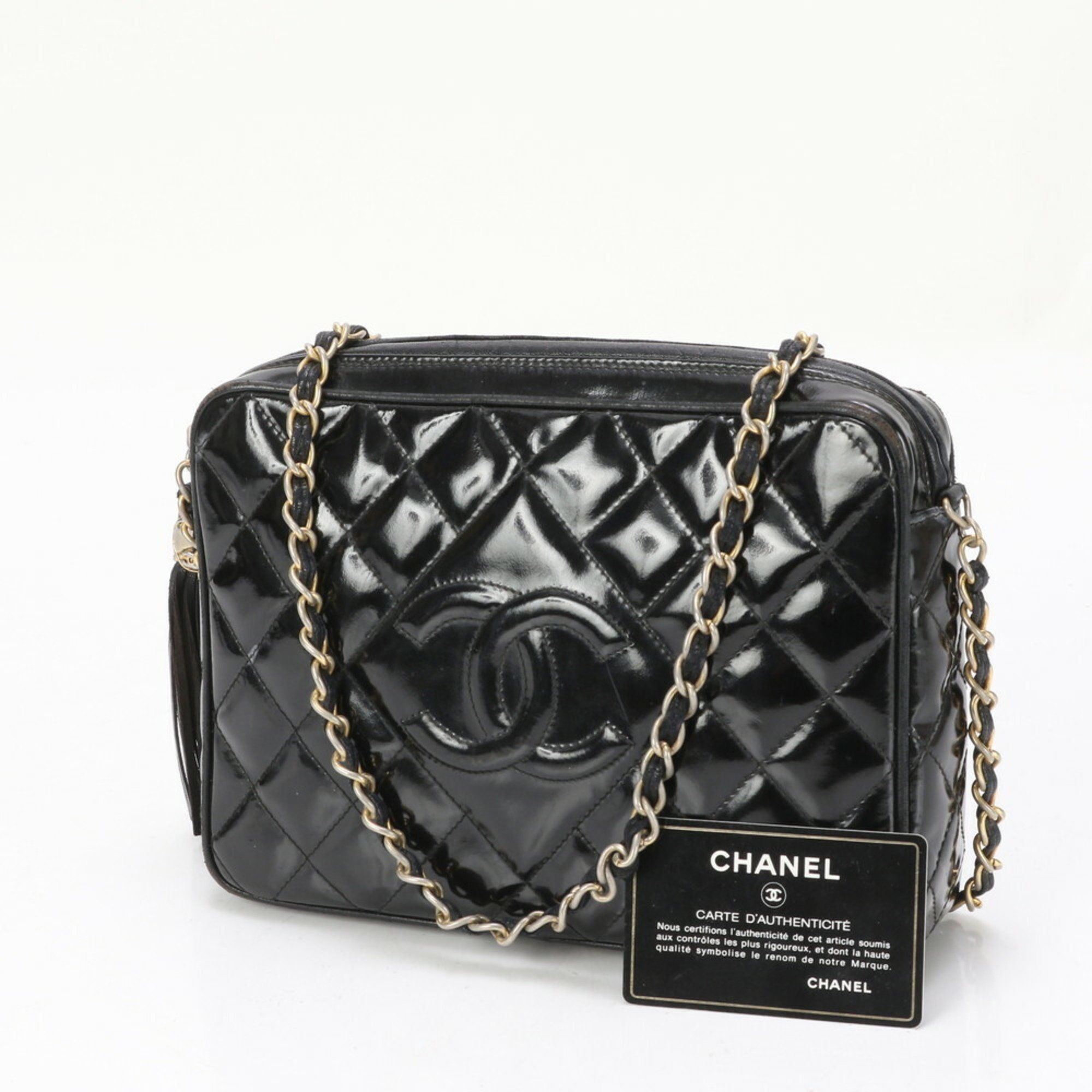 Chanel Guarantee Serial Seal Included Matelasse Leather Chain Shoulder Bag Black Women's