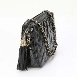 Chanel Guarantee Serial Seal Included Matelasse Leather Chain Shoulder Bag Black Women's