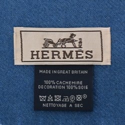 HERMES Badge Soie Blue Horizon Men's 100% Cashmere Scarf