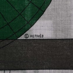 HERMES Carré H 100 Permis de Construire Glycine/Green/Blue 104063T Men's 70% Cashmere/30% Silk Scarf Muffler