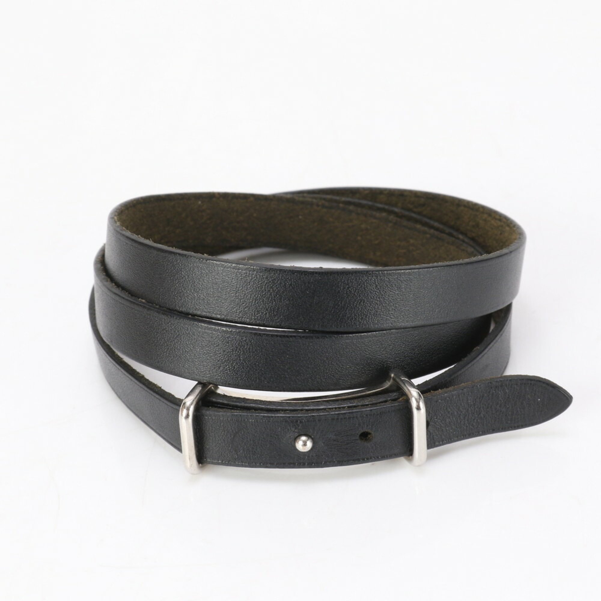 Hermes Bracelet API2 Black Leather □D Stamp 2000 Manufactured Men's