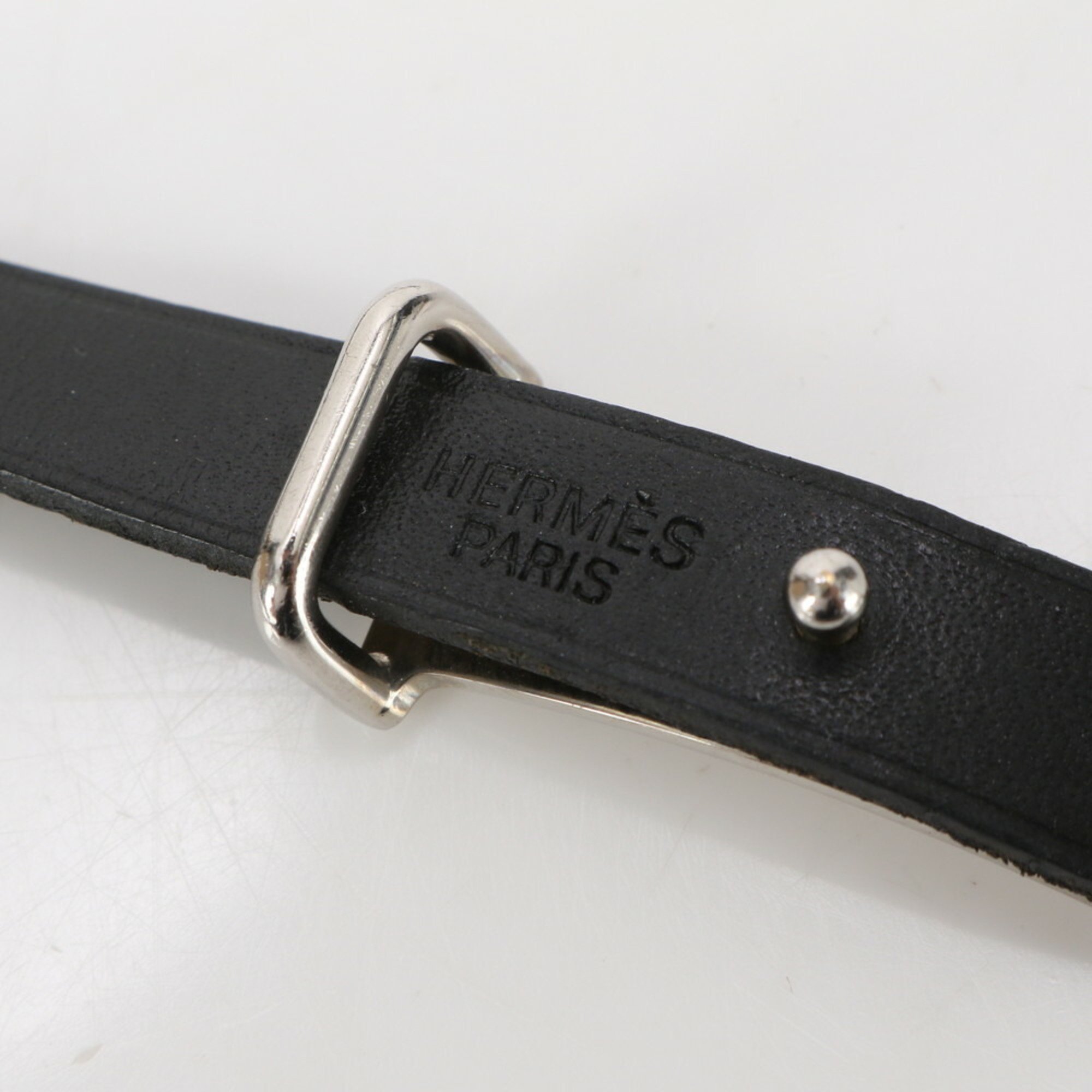 Hermes Bracelet API2 Black Leather □D Stamp 2000 Manufactured Men's