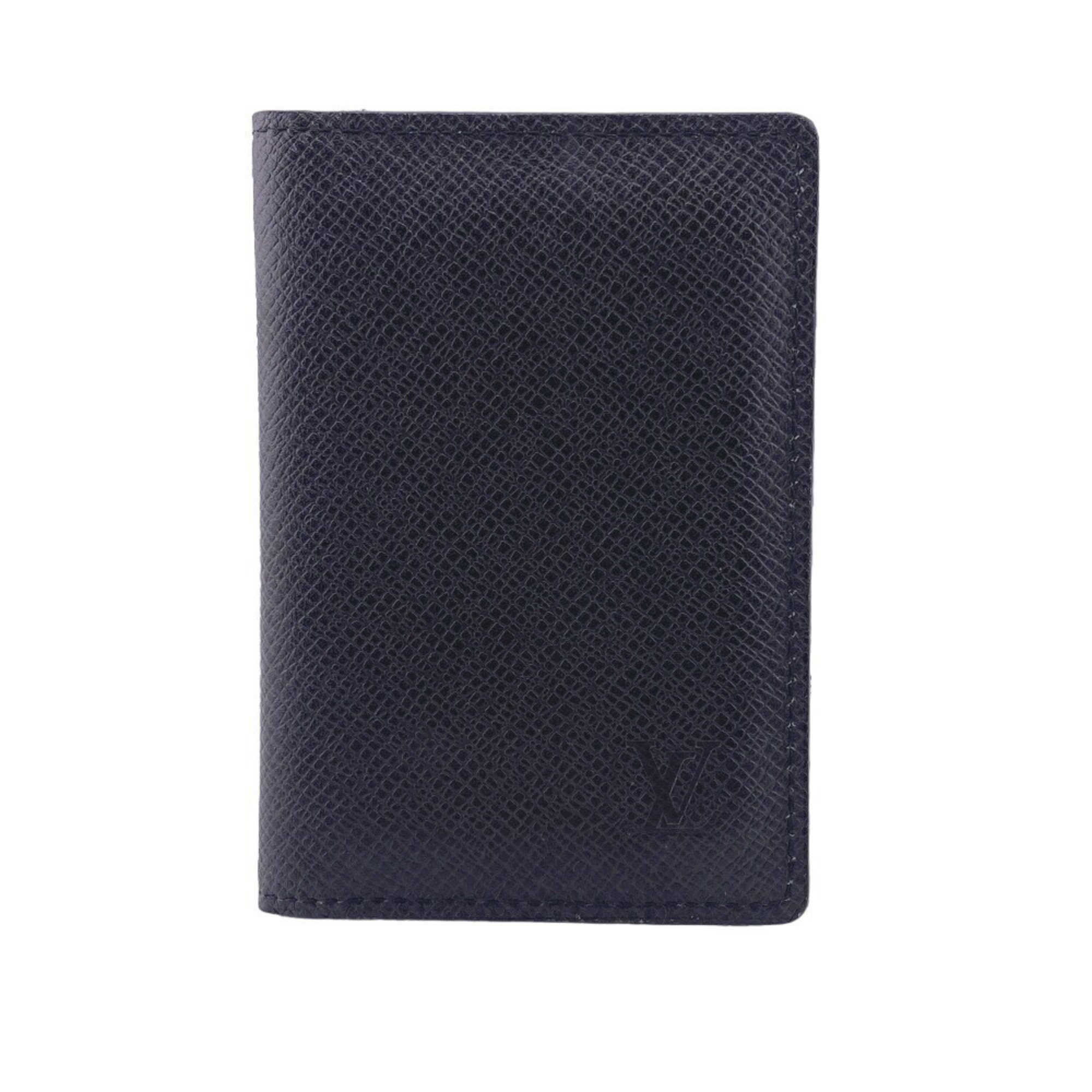 LOUIS VUITTON M30537 Organizer de Poche Taiga Card Case Black Men's