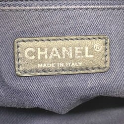 CHANEL Deauville MM Chain Tote Bag Navy Women's