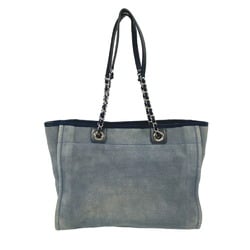 CHANEL Deauville MM Chain Tote Bag Navy Women's