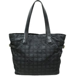 CHANEL New Travel Line Tote GM Black Nylon Canvas Leather