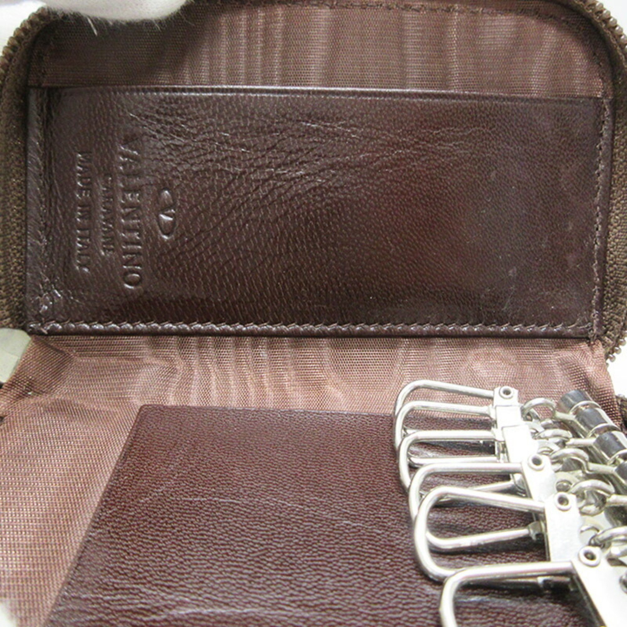 Valentino Garavani Key Case 6 Brown Leather Women's Men's