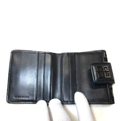 Givenchy W Compact Wallet Black Gold Canvas Leather Men's