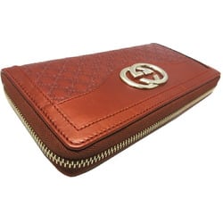 GUCCI Round Long Wallet Sukey Micro MICRO Shimmer Leather 308012 Brown Gucci Embossed Women's Men's