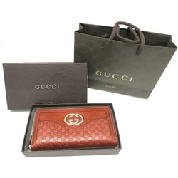 GUCCI Round Long Wallet Sukey Micro MICRO Shimmer Leather 308012 Brown Gucci Embossed Women's Men's