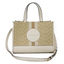 Coach COACH Tote Bag Dempsey Carryall Embossed Patch Khaki Chalk Signature Jacquard Stripe CQ877 Women's