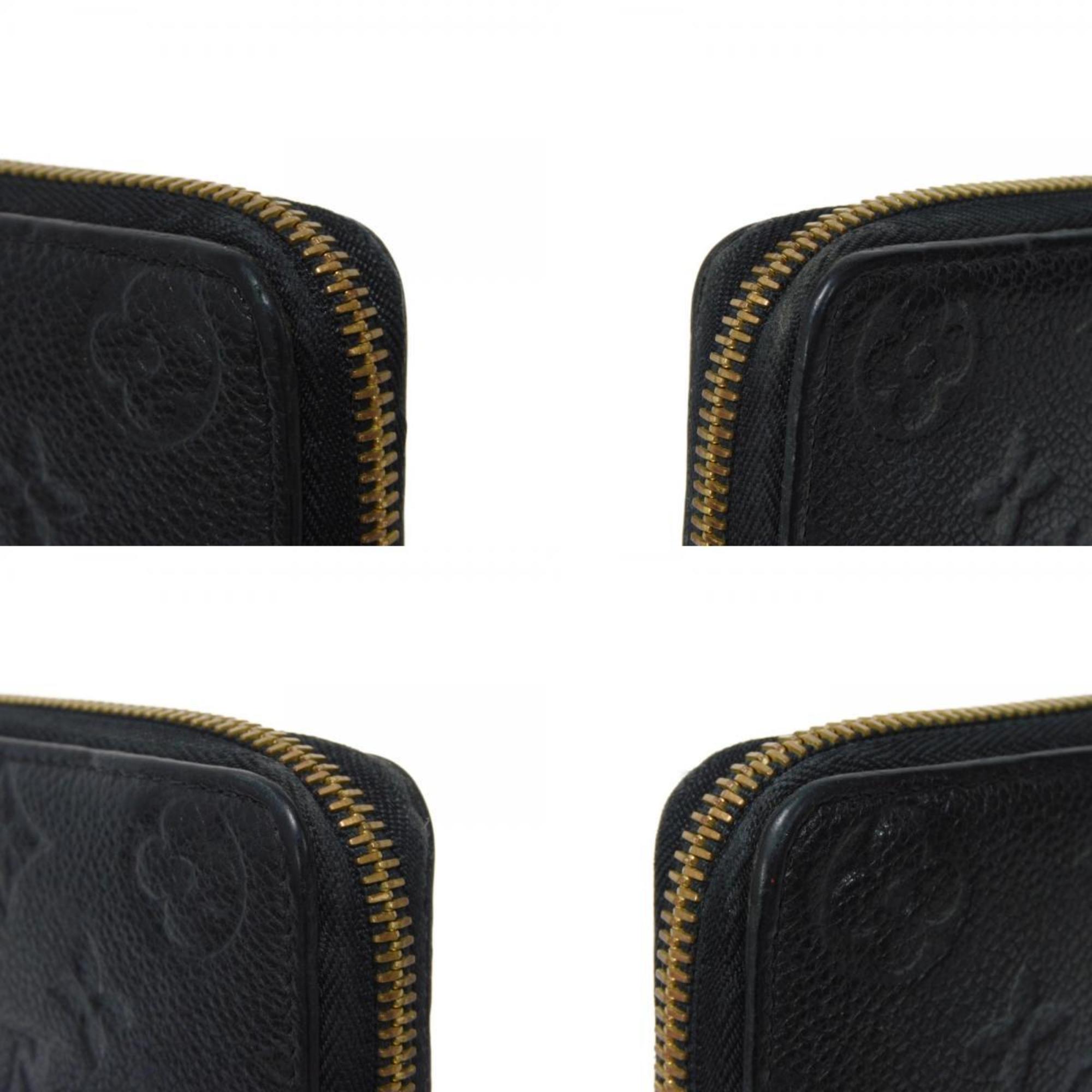 Louis Vuitton LOUIS VUITTON Long Wallet Portefeuille Clemence LV Black Round Monogram Empreinte Noir M60171 Men's Women's