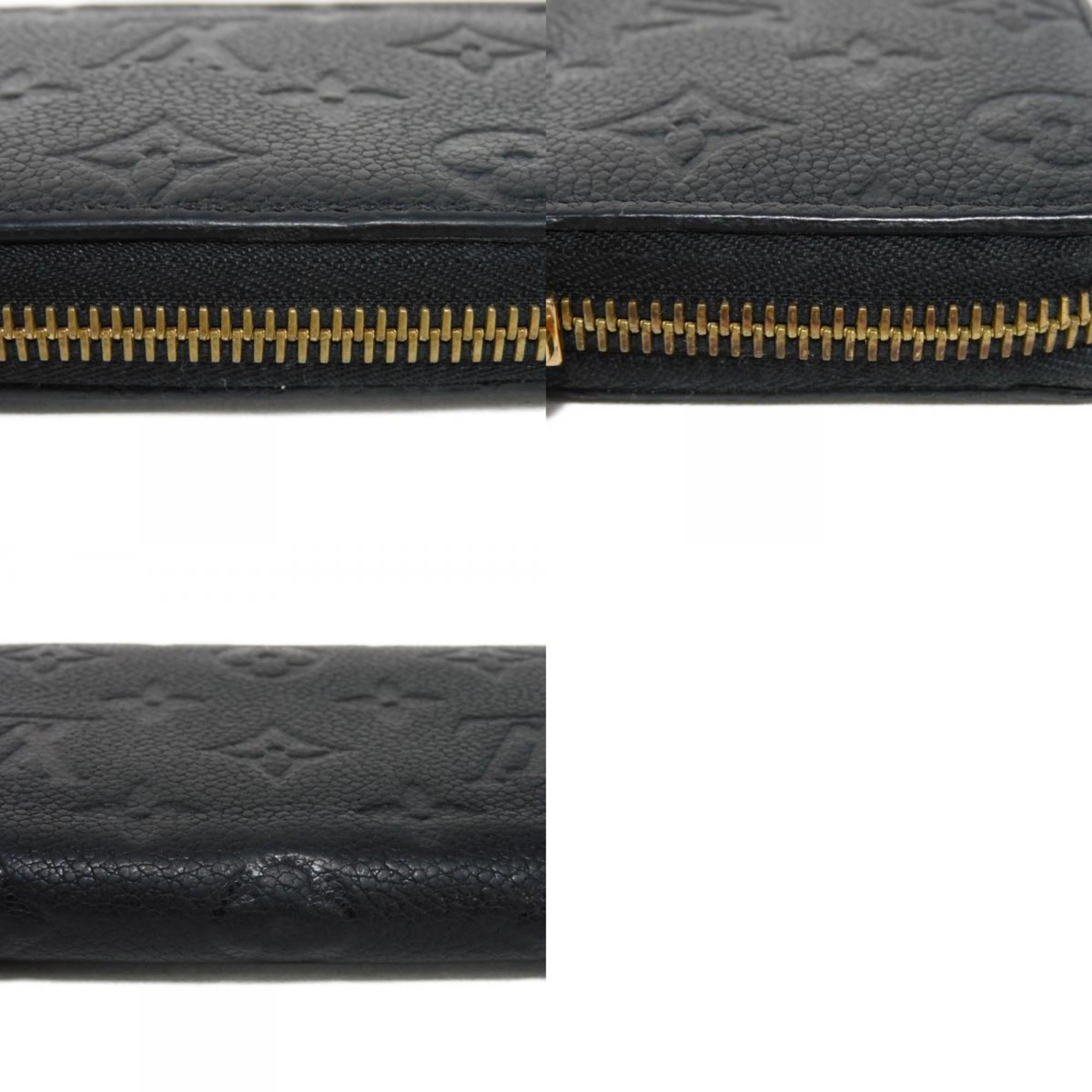 Louis Vuitton LOUIS VUITTON Long Wallet Portefeuille Clemence LV Black Round Monogram Empreinte Noir M60171 Men's Women's