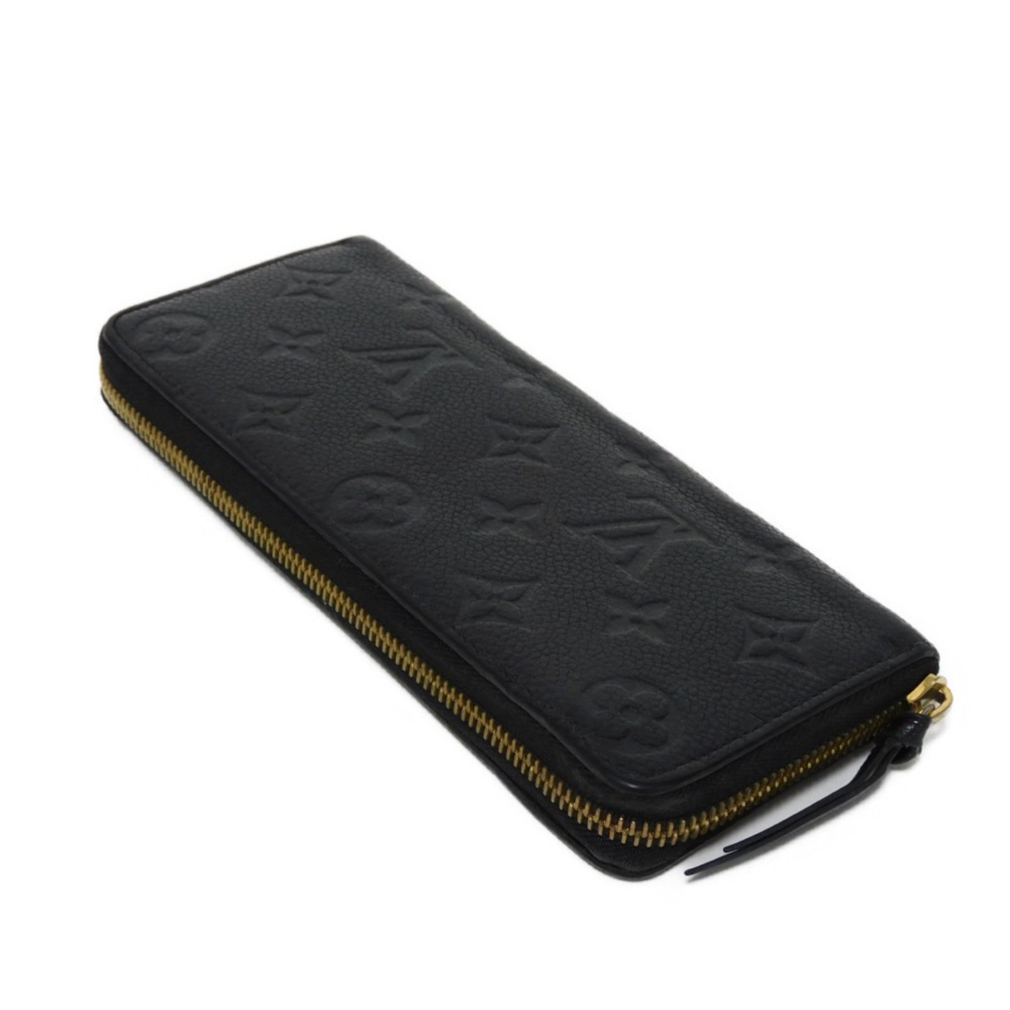 Louis Vuitton LOUIS VUITTON Long Wallet Portefeuille Clemence LV Black Round Monogram Empreinte Noir M60171 Men's Women's