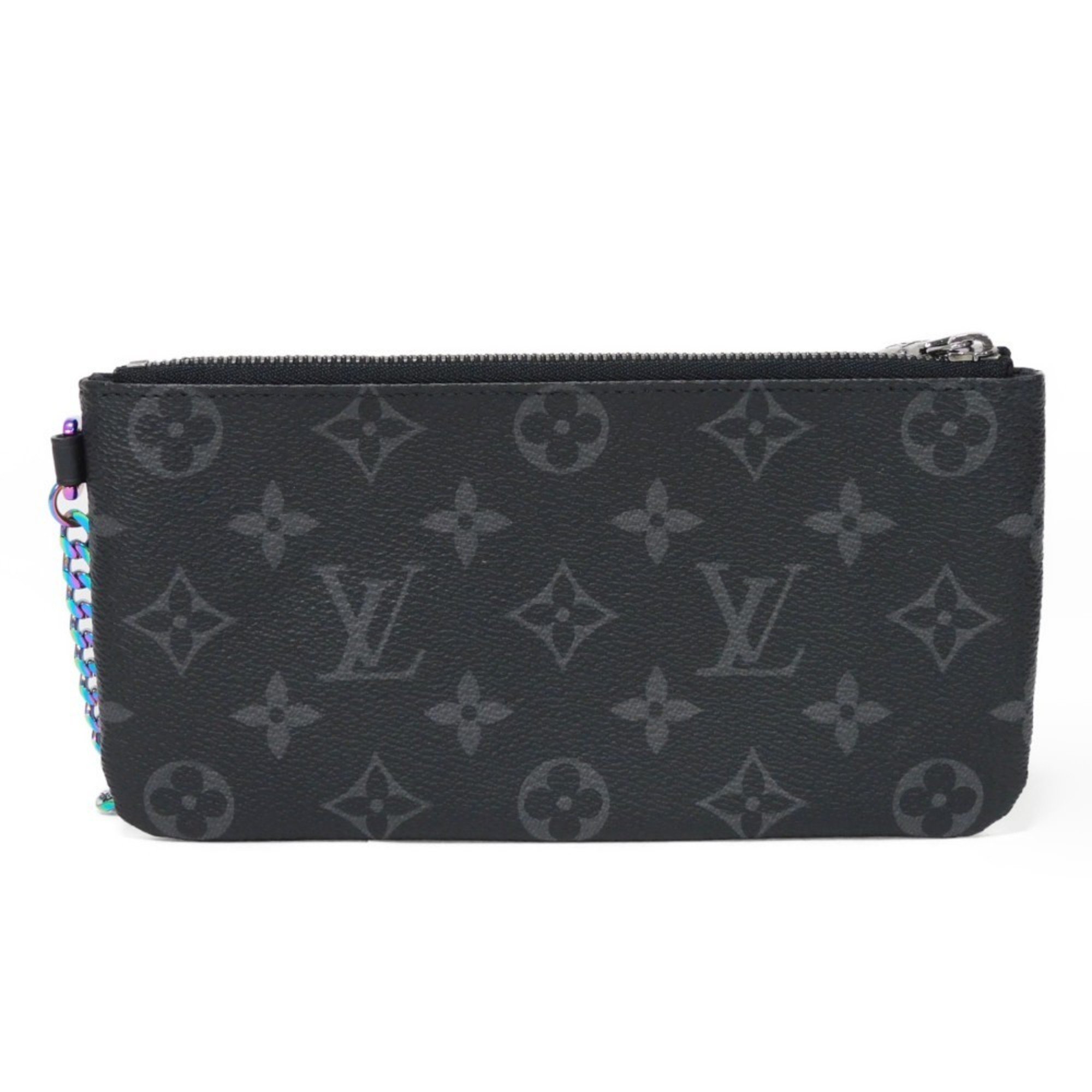 Louis Vuitton LOUIS VUITTON Pouch iPhone Case Fragment Hiroshi Fujiwara Circle Sander LV Monogram Eclipse Noir M64433 Men's