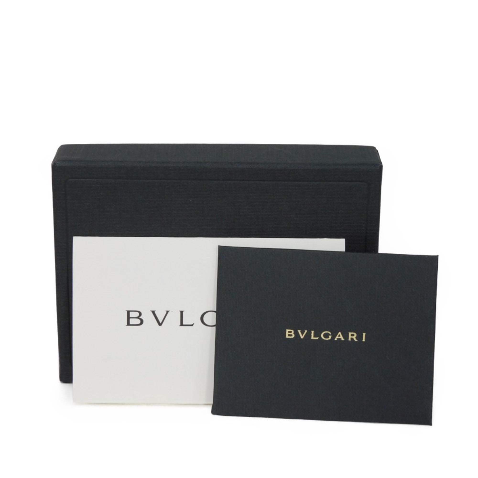 BVLGARI Classico Key Holder, Small Button, Grained Calfskin, Silver, 6-Row, Black, 20841, Men's, Women's