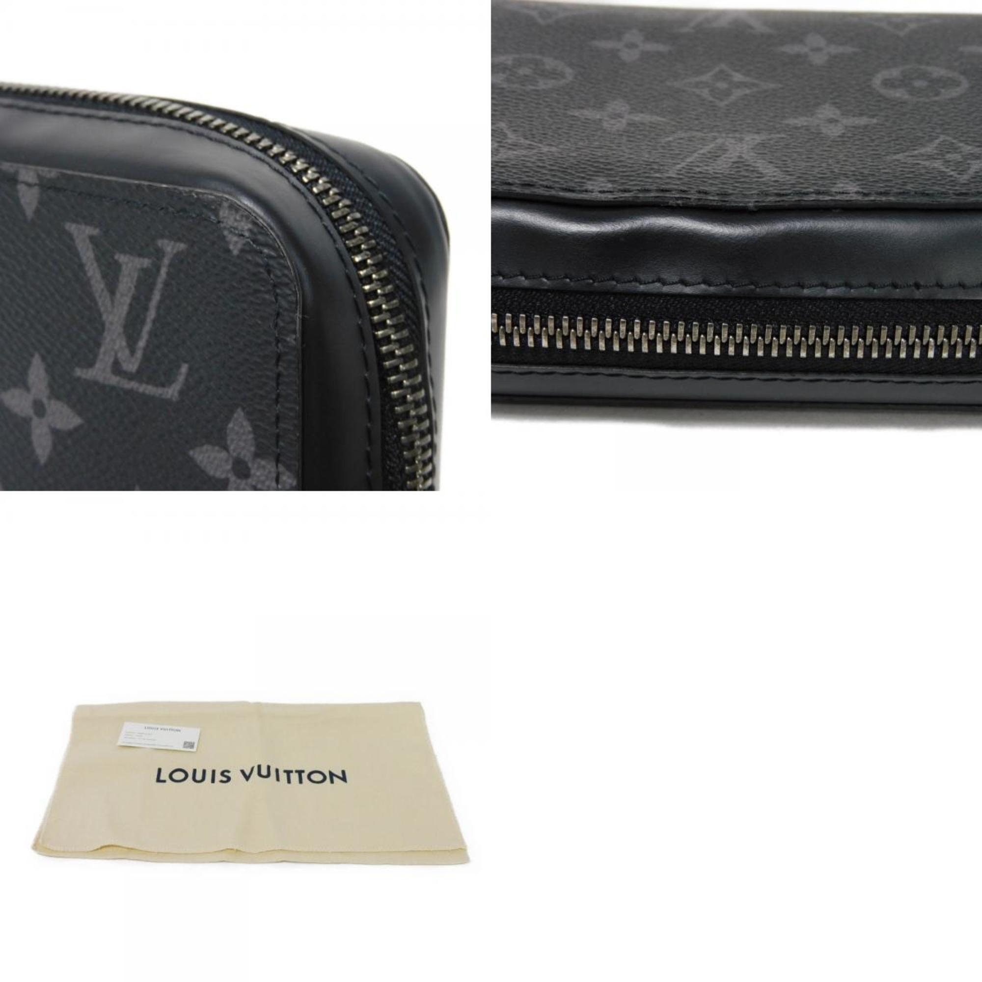 Louis Vuitton LOUIS VUITTON Long Wallet Zippy XL Current LV Round Clutch Bag RFID Monogram Eclipse Noir M61698 Men's Billfold