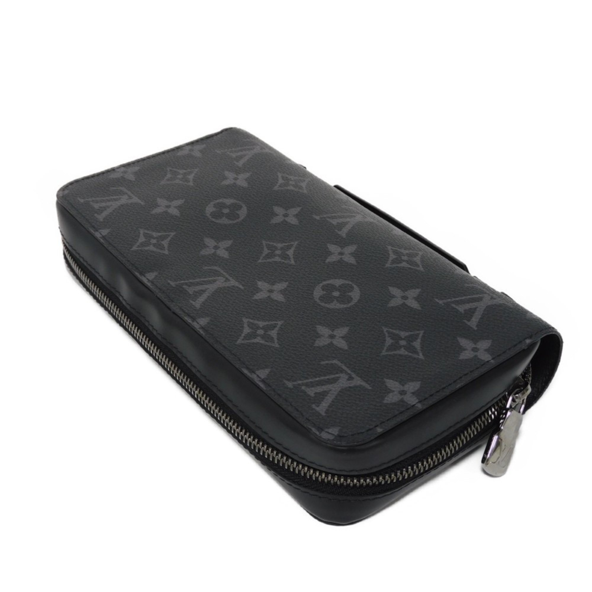 Louis Vuitton LOUIS VUITTON Long Wallet Zippy XL Current LV Round Clutch Bag RFID Monogram Eclipse Noir M61698 Men's Billfold