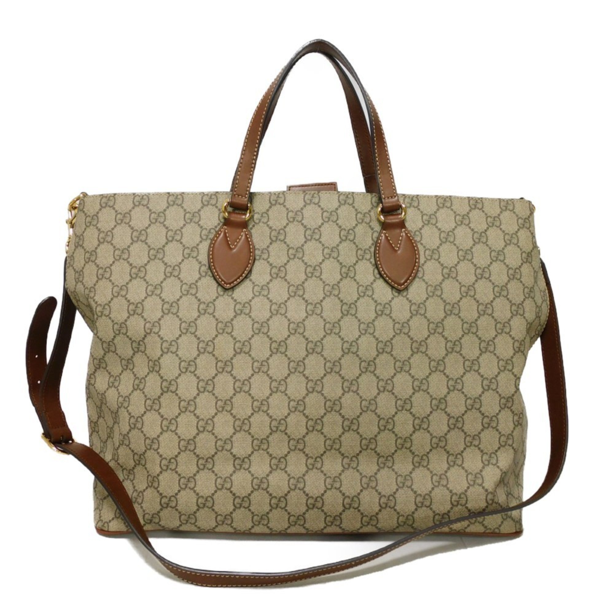 GUCCI Handbag Tote Bag Brown Shoulder Soft GG Supreme Beige 453705 K5I2G 8526 Men's Women's Bags