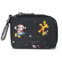 Coach COACH Coin Case Disney Holiday Print L Zip Key Mickey Mouse Pluto Metal Black CM224 Men's