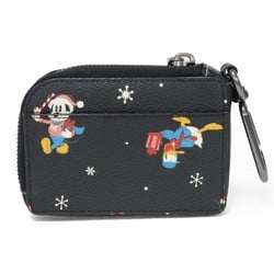 Coach COACH Coin Case Disney Holiday Print L Zip Key Mickey Mouse Pluto Metal Black CM224 Men's